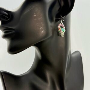 Elegant Silver Ice Cream Cone Earrings NWT